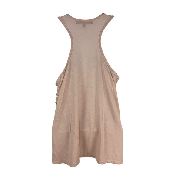 Almost Famous Beige Tank Top With Sequins Womens Large Racerback Scoop Neck - Picture 3 of 6